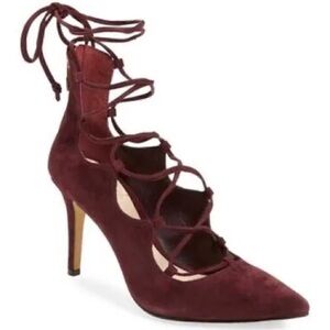 Vince Camuto Barsha Burgundy Lace-Up Pointed-toe Heels